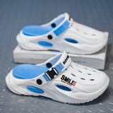 Unisex Clog Sandals Open Toe Slip-On Sandals Soft Sole Walking Shoes Outdoor - White and black V1102-M-SHOE-71471-BLAC-9AU9EU426828