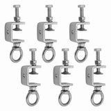 6 Pcs 1" 25mm C-Clamps, Stainless Steel Beam Clamp with M8 Stainless Steel Ring, I-Beam Design V1369-AZ3-W-19093