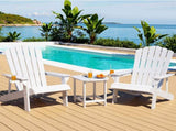 Gardeon Outdoor Table and Chairs HDPE Adirondack Beach Chair Sun Lounge Patio Furniture Garden White FF-BEACH-3HE-WH
