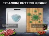 Double-Sided Titanium Cutting Board in Silver, 36x25CM, Heat Resistant for Kitchen and Camping V178-59250