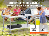 Stainless Steel Work Table 30 x 60 x 38 Inch, with 4 Wheels, 3 Adjustable Height Levels, Heavy Duty V952-CFBXGGZTLCDJ1CSD7V0