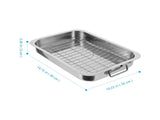 Deep Roaster Pan Tray Baking Sheet and Rack Set Nonstick Steel Roaster Lasagna Pan Baking Tray with V1192-AZ-W-17053