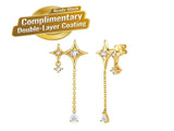 Elegant Four-Pointed Star Moissanite Tassel Earrings with Fine Gold-Plated Finish and Sparkling Drop V1341-ZY-L6FDJVYJ-MOISSANITE-PREMIUMS925