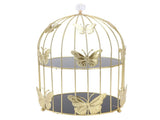 Golden Bird Cage Shape Cosmetic Rack Desktop Makeup Organizer Rack Double Tier Cupcake Cake Stand V1294-YM0901-3117250099511