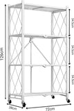 CARLA HOME 4-Tier Foldable Storage Shelf with Wheels for Kitchen, Garage, Pantry or Basement LSB-36254