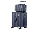 Wanderlite 2pcs Trunk Luggage Suitcase Travel Carry On TSA Lock 12" 20" Navy LUG-ABS-TRUK-12-20-NA