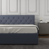 Milano Capri Luxury Gas Lift Bed With Headboard - Charcoal No.35 - King Single ABM-10001611