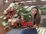 Christmas Wreath for Front Door/Red Truck Christmas Wreath Garland/Wreath Fall Farmhouse/Wreath for V1366-AZ2-W-07881