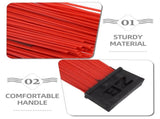 Heavy-Duty Push Broom Head Red PP Steel Wire for Outdoor Use 4Pcs V1370-AZ4-08750
