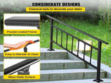 Iron Handrail Stair Railing Hand Rail Kit 1-4 Steps Outdoor Black w/ Bars V952-TZFGZXSLZFSD4JWFNV0
