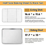 Half Sheet Baking Pan with Rack, Stainless Steel Oven Cookie Sheet Set for Cooking, 18 x 13 In V1188-MS-721-198