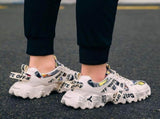 Women's Fashionable Graphic-Print Chunky Sneakers - Red - Size 12 V1106-M-SHOE-7942-RED-12AU12EU43
