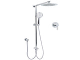 WELS Chrome Round 9" Rainfall Dual Shower Head & Handheld Sliding Rail Wall Arm Single Mixer V1233-HR003M4CSC842SR0901KRD201CR