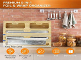 CARLA HOME Bamboo Wrap Organiser, 5 in 1 Dispenser with Cutter for Kitchen V178-36483