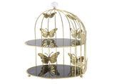 Golden Bird Cage Shape Cosmetic Rack Desktop Makeup Organizer Rack Double Tier Cupcake Cake Stand V1294-YM0901-3117250099511