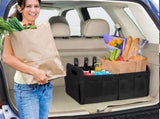Grey and Black Heavy Duty Collapsible Car Boot Organiser - Large 65L Waterproof Trunk Storage Box V888-ELOSUNG32829
