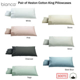 Bianca Pair of Heston Cotton Percale King Pillowcases Pink V442-BCA-PILLOWC-HESTON-PINK-KI