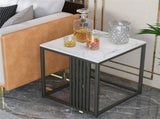 Luxury square side table marble stone-Black frame V767-JJ-XZ178-BK