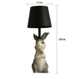 Grey Bunny Black Lampshade Adorable Rabbit Resin Table Lamp - 3-Color LED, USB Rechargeable, Touch V888-ELOSUNG21688