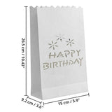 100 Pack White Happy Luminary Paper Candle Tea Light Lantern Bags Garden Anniversary V382-BDYLUM100