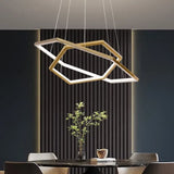 BAMDECOR AD2582/2 Modern LED Chandelier, Hexagonal Rings Ceiling Lighting Contemporary Chandeliers V255-BAM-AD2582-2-0406-GOLD