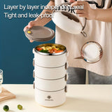 Beige Pink 4-layer lunch box, insulated lunch box, portable lunch box, lunch box work, lunch box V1347-122-PIN-77133