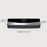 Silver Black USB Charging Food Vacuum Sealer Indoor Kitchen Outdoor Camping Food V1106-122-BLA-19560