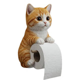 Cat Paper Holder - Funny 3D Resin Cat Toilet Paper Roll Holder, Wall Mount Bathroom Tissue Roll V1369-AZ3-W-10071