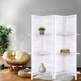 Artiss 4 Panel Room Divider Screen 163x170cm Shelf White RD-B-0590-4P-WH