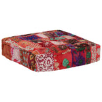 Patchwork Pouffe Square Cotton Handmade 50x50x12 Cm Red 43_246575