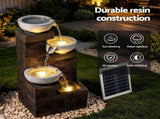 Gardeon Solar Fountain 4 Levels Cascading Bowl Water Feature 75cm Brown FOUNT-BOWL-4LVL-GY