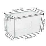 Refrigerator Storage Box,11.42in Clear PP5 Food-Grade Container with Lid,Stackable Organizer Bins V1369-AZ3-W-14646