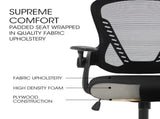 FORTIA Ergonomic Office Desk Chair, Coolmesh Fabric, Adjustable Recline, Black Mesh/Black Frame V219-OFFOCRFOE5KA