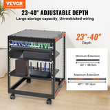 12U Open Frame Server 15''-40'' Adjustable Depth, Free Standing or Wall Mount Network Server V952-KFSJJH12U2340SDYTV0