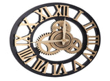 Large 3D Retro Wall Clock 34CM Vintage Wooden Gear Wall Clock Numerals Industrial Style Clocks for V1294-YM0901-3115240034511