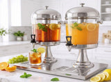 5-Star Chef 16L Dual Tank Juice Dispenser Drink Beverage Server Ice Tubes JD-8L-X2-SS