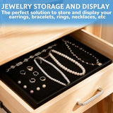 6Pack Velvet Stackable Jewelry Tray Showcase Display, Jewelry Organizer Trays for Drawers and V1107-107-44679-BLK-6PACK