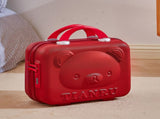 Cute Bear Face Hard-Shell Storage Case with Lock - 14-Inch red Travel Organizer V888-ELOSUNG25061