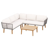 Gardeon 5-Seater Outdoor Sofa Set Wooden Lounge Setting Aluminum ODF-V-SOFA02-TK-ABCD