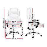 Artiss Executive Office Chair Leather Recliner White OCHAIR-G-1051-WH