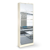 Mirrored Shoe Storage Cabinet Organizer - 63 x 17 x 170cm CBT-KLN-063-017-170