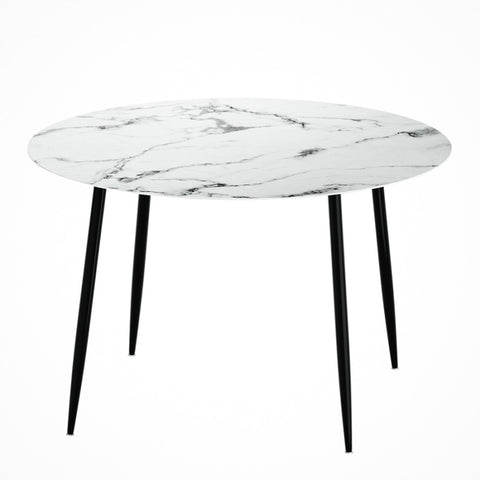 Artiss Dining Table Round Marble Effect 110CM DINING-B-MAR11075-GY-AB