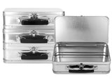 3PCS Metal Lunch Box Set, 8.1" x 5.9" x 3" Silver Tinplate Lunch Boxes with Hinged Lids, Portable V1369-AZ3-W-08799