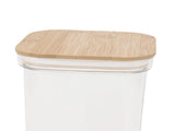 Food Storage Jars Plastic Airtight Containers with Bambusoideae Lids Kitchen Square Clear Canisters V1294-YM0901-3118250039811