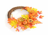 12 Inch Fall Wreath Lifelike Pumpkin Maple Leaves Harvest Wreath Autumn Decoration for Front Door V1294-YM0901-3115240074811