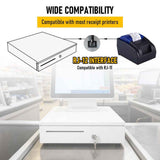 Heavy Duty Metal Cash Drawer, 5 Note & 6 Coin Trays,White V1181-OF011-WH