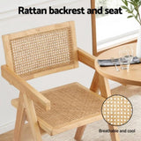 Artiss 1x Dining Chair Wooden Rattan Seat Rubber Wood Frame DINC-L-RAT-WD