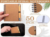 50 Set Notebook with Pen Bulk Appreciation Gifts, Spiral Kraft Pocket Notebooks Lined Journal Thank V1259-DP01-A-5613