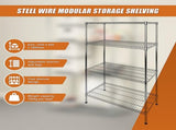 Modular Wire Storage 120x60cm Steel Shelving Chrome With Fixed Legs For Garage Warehouse Or Kitchen V63-841321
