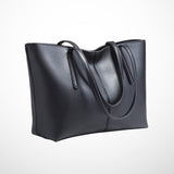 Black PU Handbag Large Capacity Tote Bag Shoulder Bag Fashionable Portable Pouch for Women and V1366-AZ2-W-25000